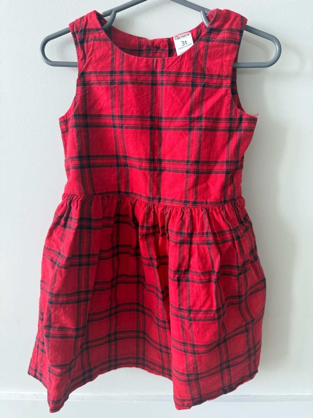 Carter's Red and Black Plaid Sleeveless Cotton Dress